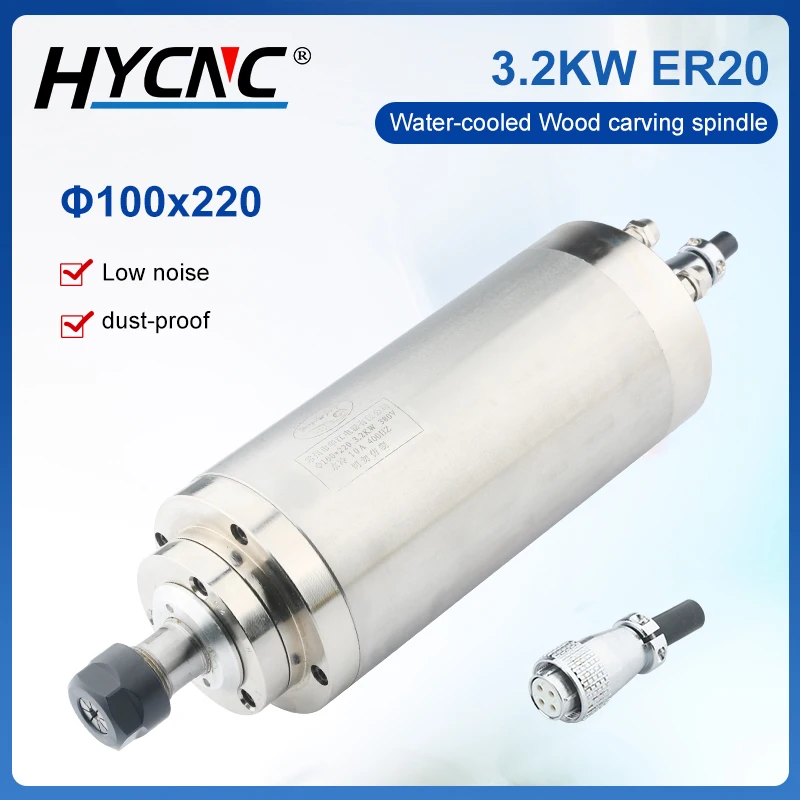 

3.2KW Water-Cooled Spindle Electric ER20 Chuck 220V 380V Diameter 100MM 4 Bearing For CNC Router Engraving Milling Machine