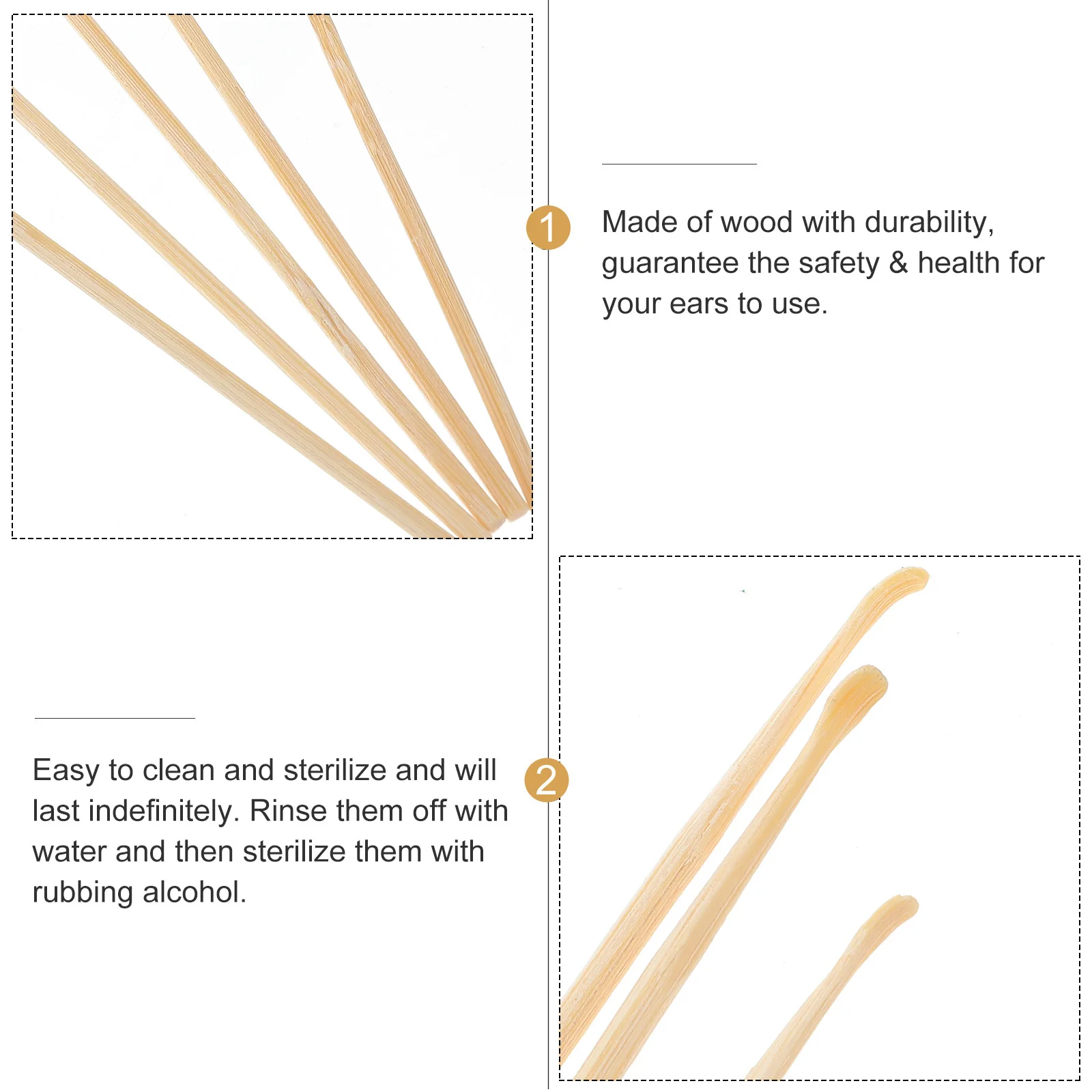 

5Pcs Wooden Earwax Removal Tools Durable Earpicks Easy Clean Non Slip Grip Suitable All Ages Home Hospitals