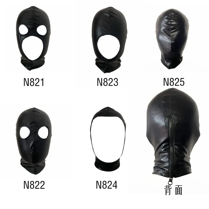 Women Mens Latex Face Mask Bronzing Cloth Open Mouth and Eye Glued Head Cover Couples Adult Face Mask Hood for Role Play Costume