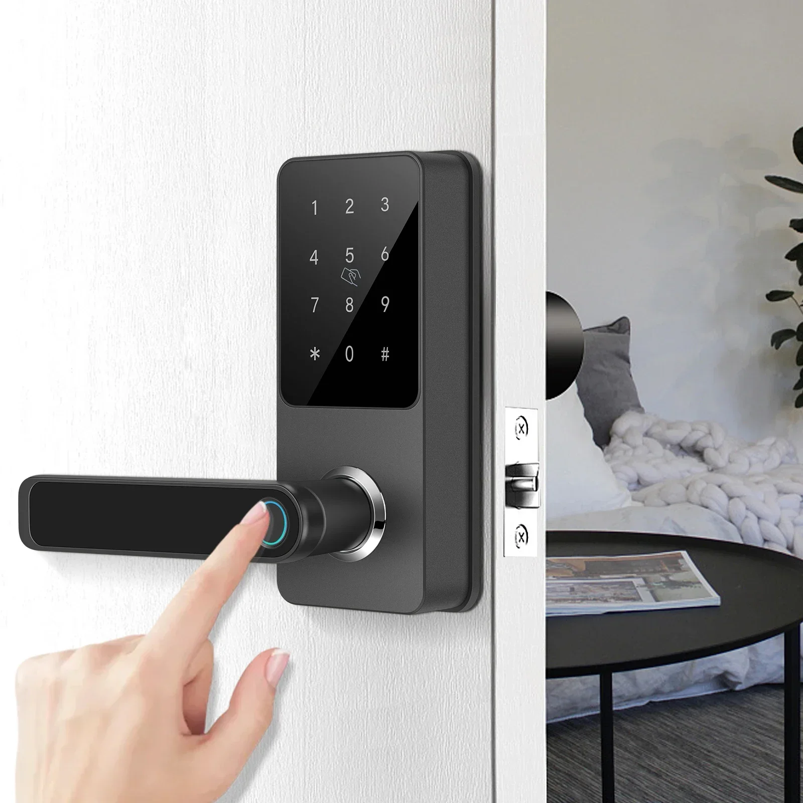 Smart Digital Password Door Aluminum Wireless Electric E-Lock Combination Dual Fingerprint Lock