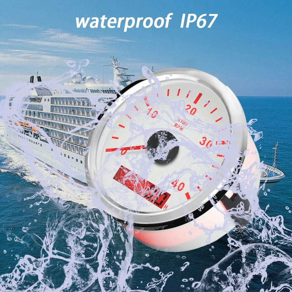 

Waterproof Boat 85mm Tachometer Gauge 3000-8000RPM With LCD Digital Hourmeter For Marine Car Truck 9-32V