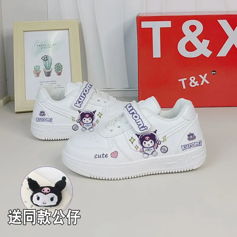 2024 New Cosplay Anime Kuromi Cinnamoroll PU Leather Sneakers Cute Cartoon Children Casual Shoes Women's Low State Walking Shoes