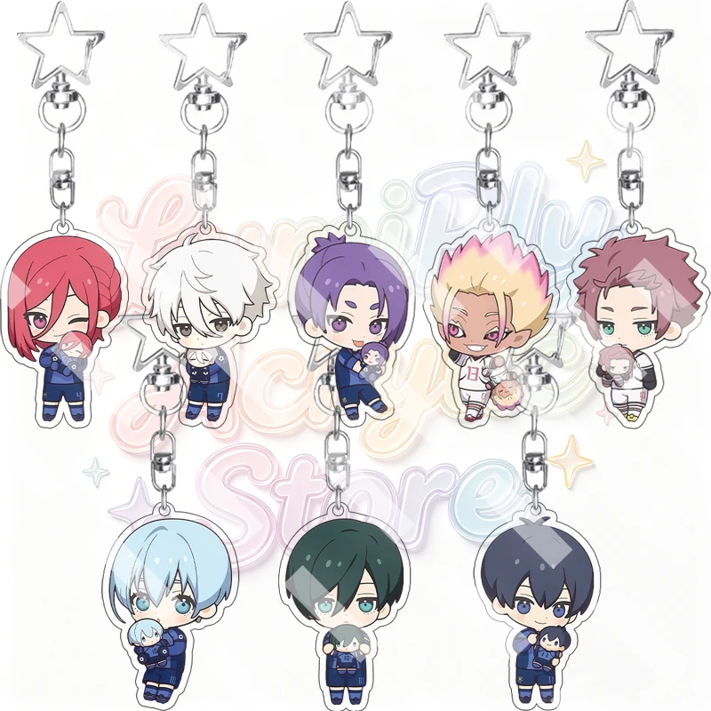 Llavero de acrílico con diseño de dibujos animados de Anime Hyoma Chigiri Mikage Reo Seishiro Nagi Blue Lock, versión Q, para mochila, regalos