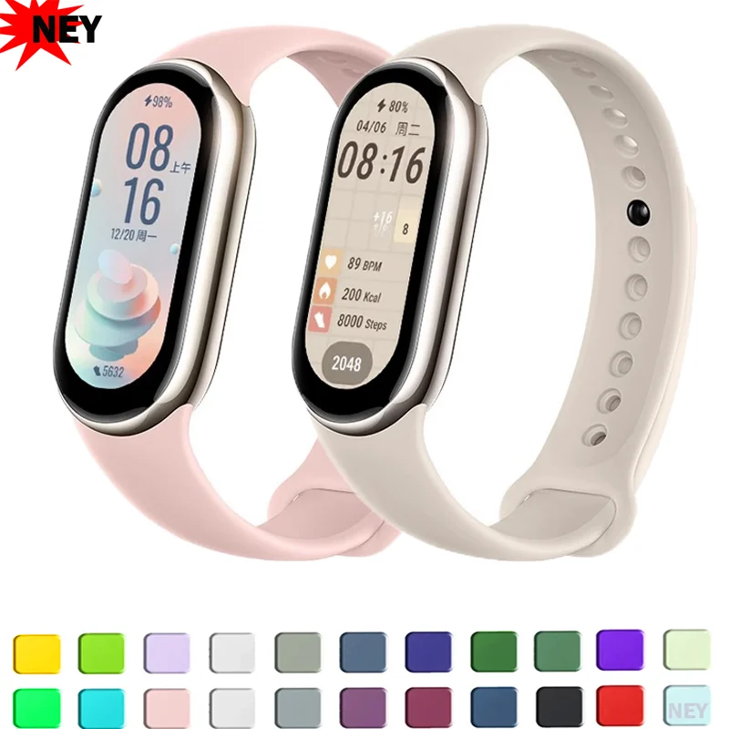 Sport Watchbands For Xiaomi Mi band 8-9 NFC Replacement miband9/8 silicone Bracelet waterproof Strap smart mi band 9 Accessories