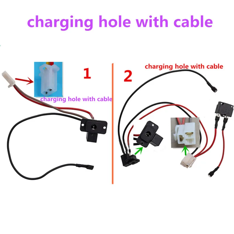 6V 12V Lade loch für kinder elektrische fahrzeug runde lade port für kinder elektrische fahrzeug ladegerät buchse streifen linie