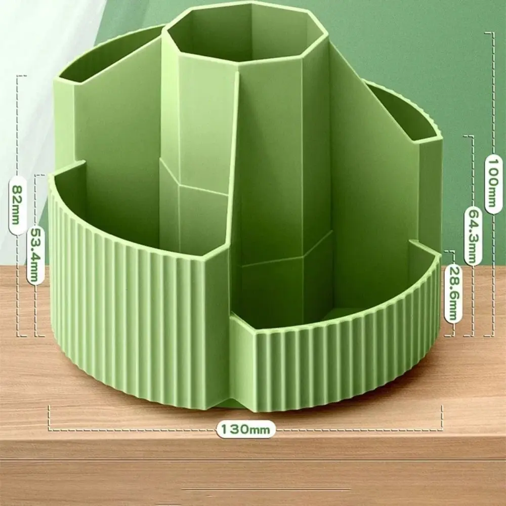 Large Capacity Stationery Organizer 360-Degree Rotation 5 Compartments Pencil Cup Pot Versatile Storage Durable Storage Box