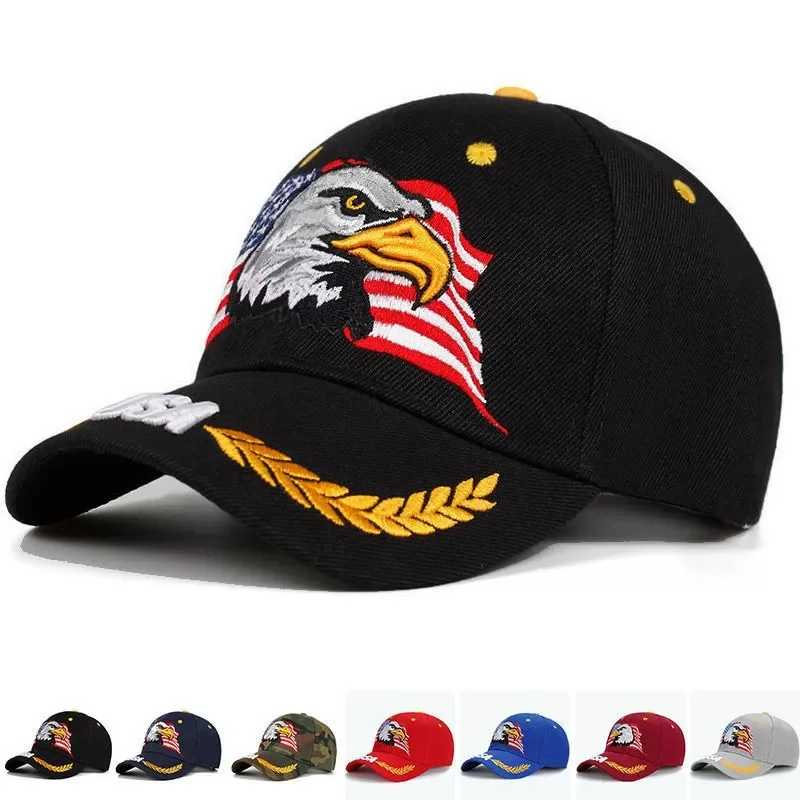 The embroidered baseball with the American flag eagle is used for outdoor sports and leisure, providing shade and sun protection