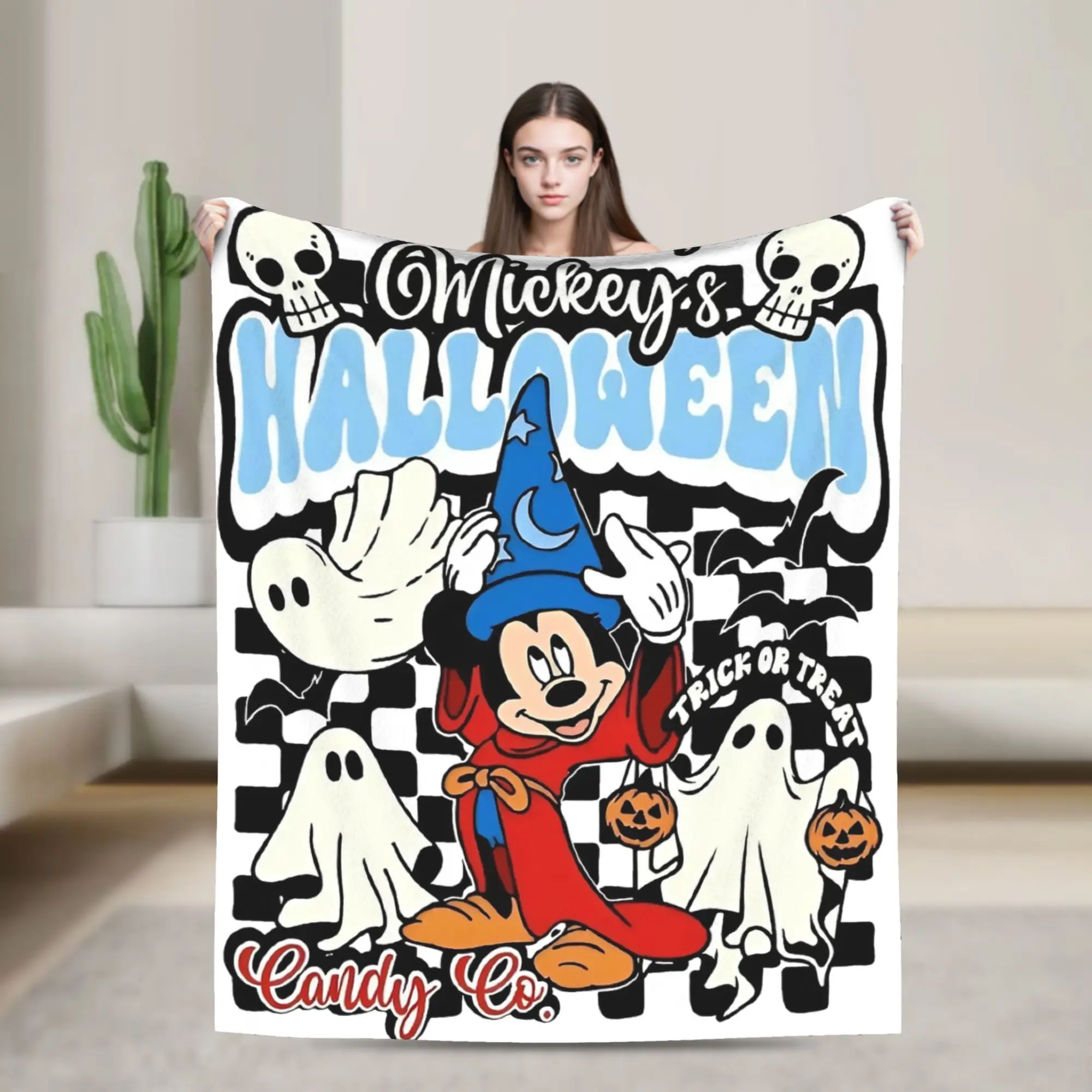

Halloween Fantasia Mickey and Friends Wool Blankets Awesome Throw Blanket for Sofa Bedding Lounge 125*100cm Quilt