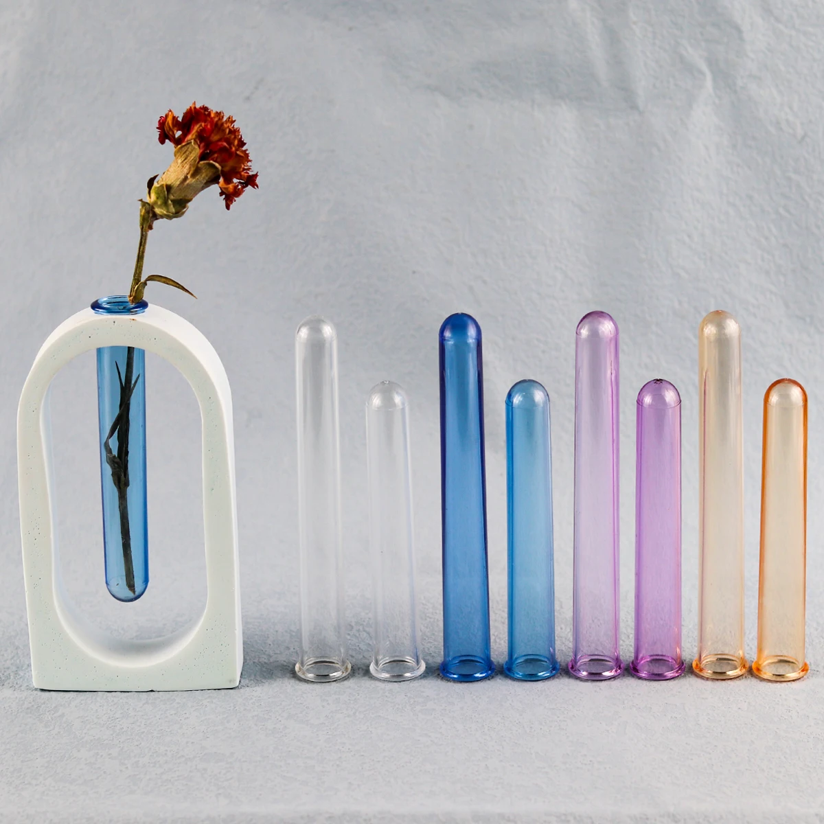 5pcs Flowers Test Tube Vase Acrylic Glass DIY Home Decor Plaster Resin Clear Display Stand Plant Incubator For Hydroponic Making