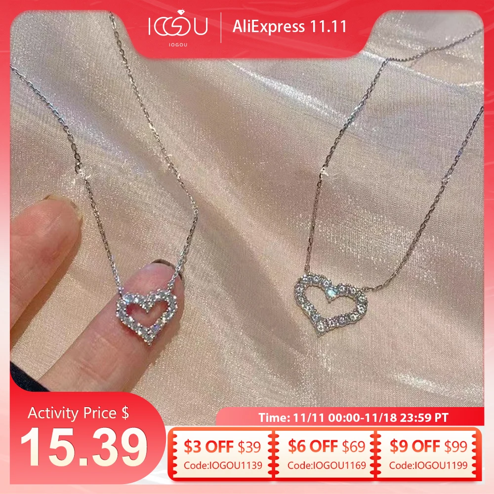 IOGOU Heart Shape Moissanite Diamond Pendant Solid Sterling Silver 925 Necklace High Quality Wholesale Jewelry Engagement Gift