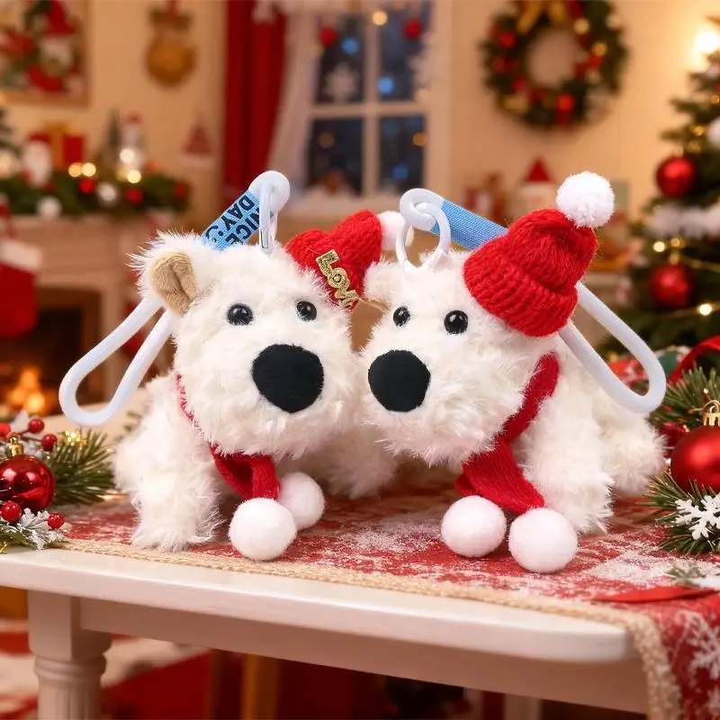 1PCS Sitting Western Highlands Puppy Toy Long Plush Cute White Dog Pendant Little Pet Animals Dolls Children Christmas Gift
