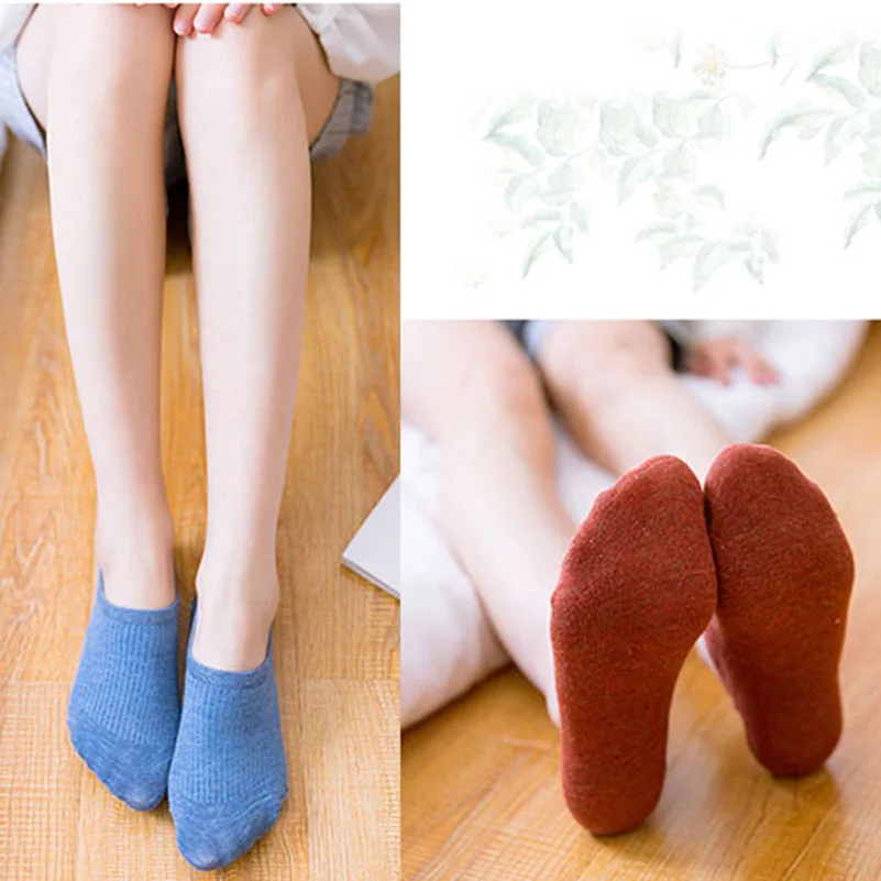 5Pairs Women Sock Slippers Cotton Invisible No Show Socks Non-slip Silicone Summer Pure Color Fashion Cute Thin Ankle Boat Socks image 5