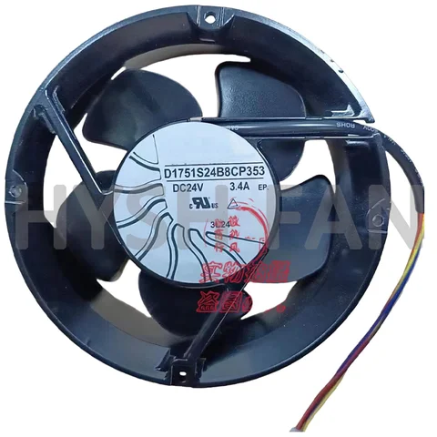 4 선식 인버터 냉각 선풍기, D1751S24B8CP353, 24V 3.4A