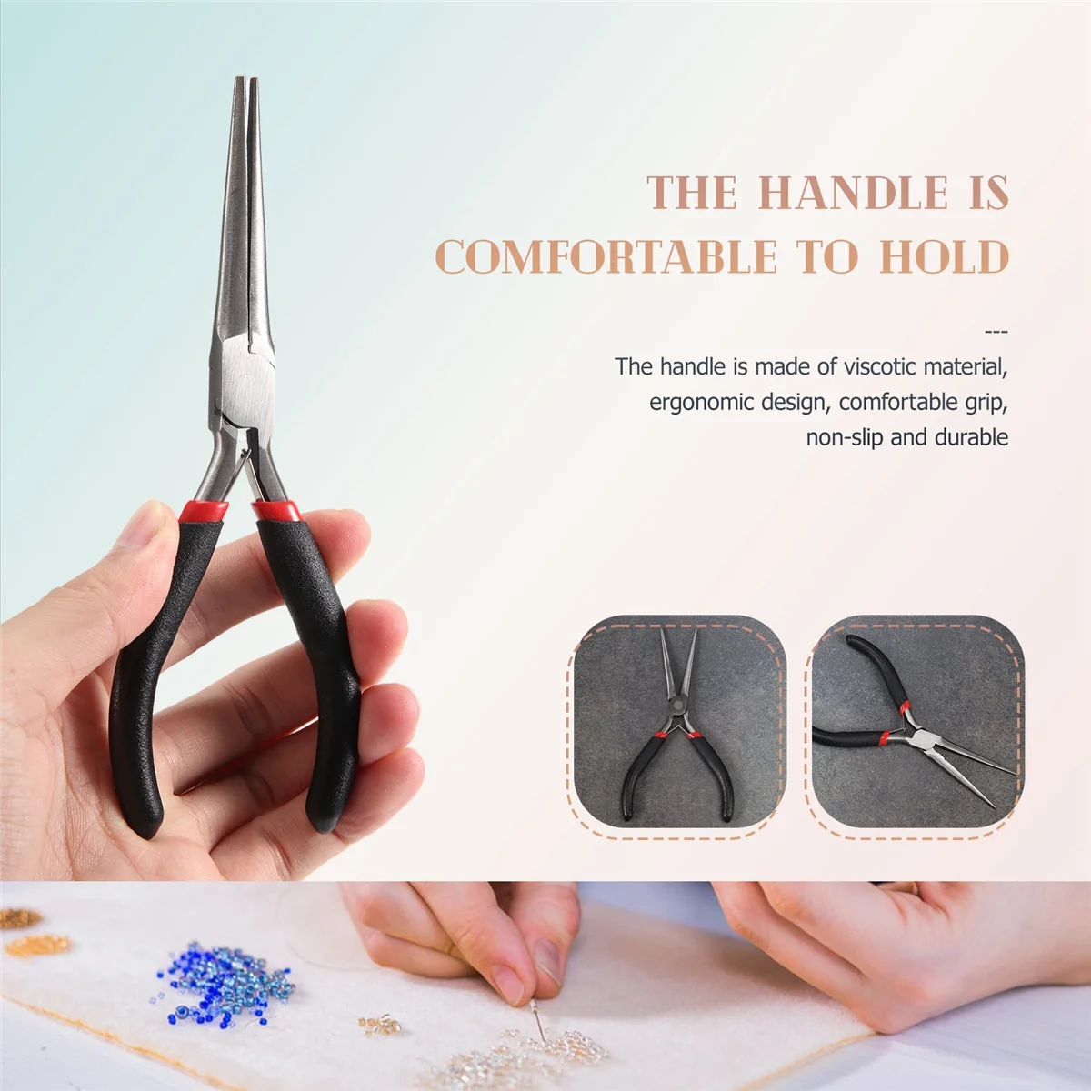 F-3C Flat Gift Long Nose Tapered Pliers Beading Jewelry Tool 15cm