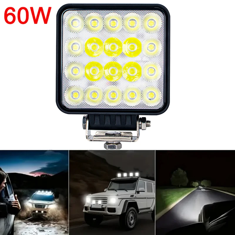 

60W LED Fog Light High Brightness Waterproof Shockproof Work Light for Excavator Off-Road Truck Vehicle Modification Light