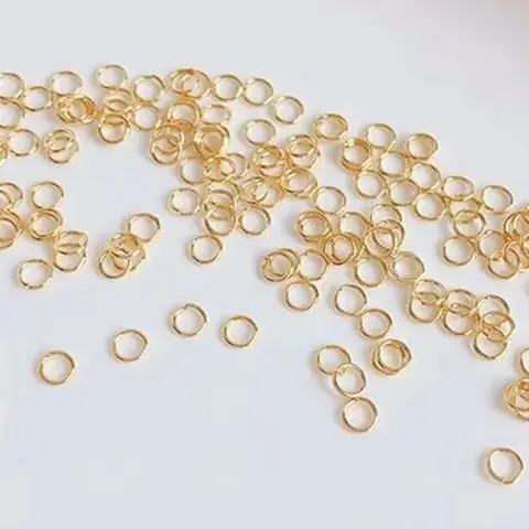 

14-каратное позолоченное титановое стальное чрезвычайно маленькое открытое кольцо с одной петлей, браслет ручной работы «сделай сам», концевое соединительное кольцо, материал Q012