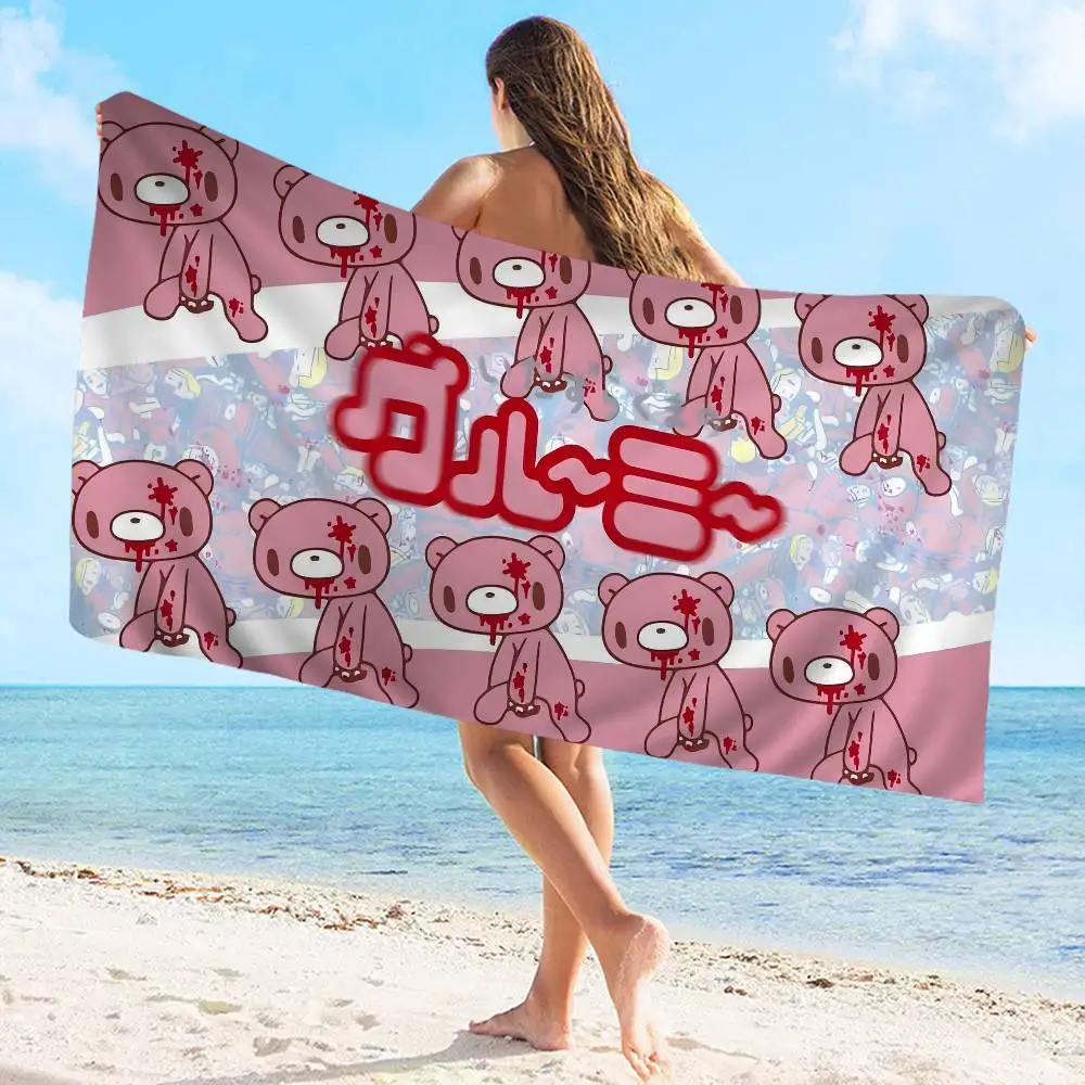 Cartoon G-gloomy Bear Beach Towel Colorful Bath Towels for Girl Microfiber Quick Dry Custom Sand Free Beach Yoga Spa Gym Pool