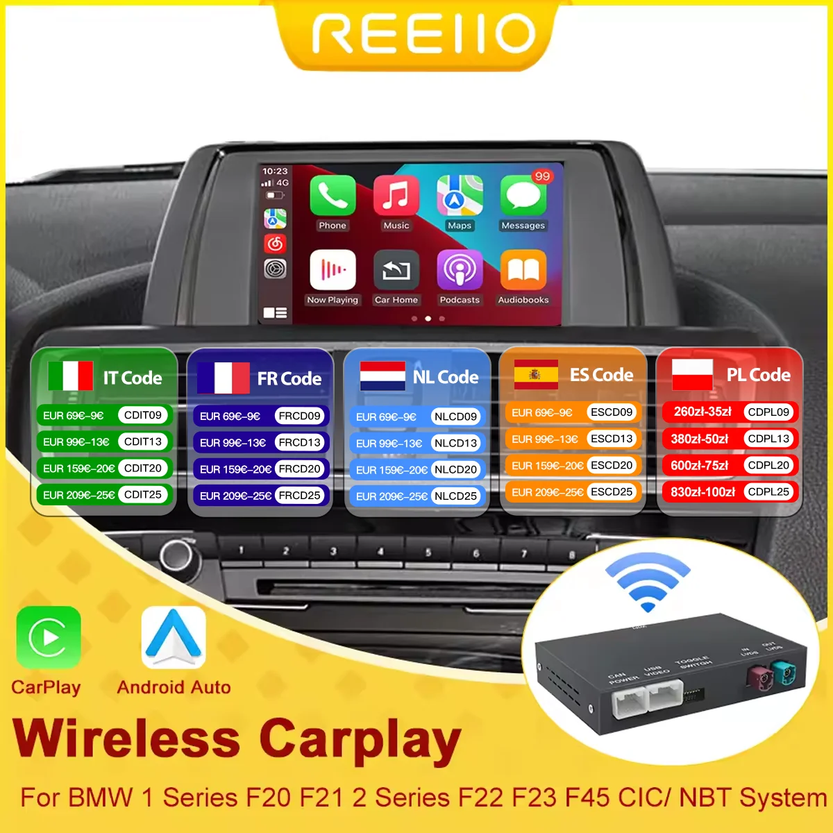 Wireless CarPlay Android Auto for BMW X1 F20 F21 2 Series F22 F23 F45 ClC/ NBT System 2011-2016 with Mirror Link AirPlay BT