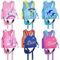 MoKo Chaleco de natación para niños pequeños, chaqueta de natación de dibujos animados para niños pesados de 22-66 libras, flotadores para niños pequeños con correa ajustable en la entrepierna, equipo de natación