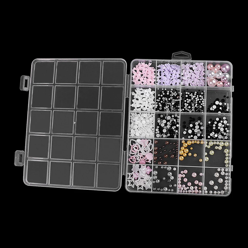 20 Slots Nail Decal Storage Box Nail Art Accessories Storage Box Removable Grid Nail Art Rhinestone Jewelry Box Accessories