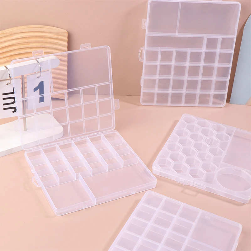 26+2 Grids Multifunctional Transparent Plastic Organizer Box Container Fixed Nail Art Storage Box For Jewelry Beads Organizer