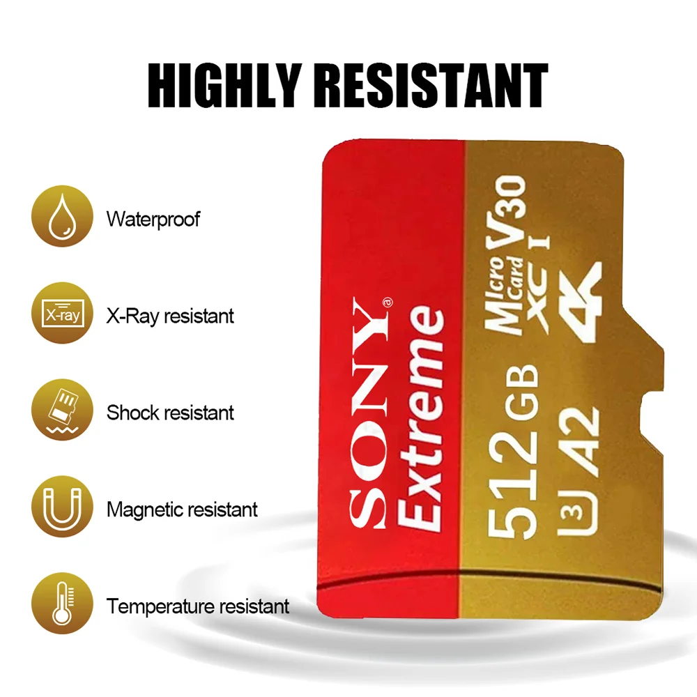 بطاقة ذاكرة سوني فئة 10 مايكرو SD 2 تيرا بايت 1 تيرا بايت 512 جيجا بايت 256 جيجا بايت 128 جيجا بايت 64 جيجا بايت بطاقات فلاش صغيرة SD TF مع قارئ بطاقات للتخزين الرقمي