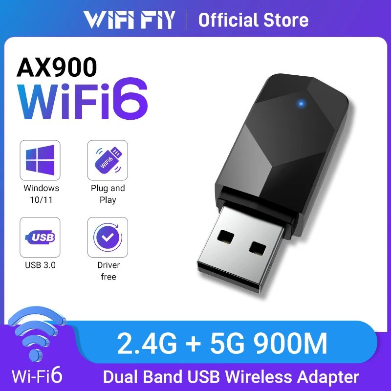 WiFi Adapter AX900 WiFi6 5G&2.4G USB WiFi6 Card Dongle for Desktop Laptop Wifi Antenna USB Ethernet Network Card