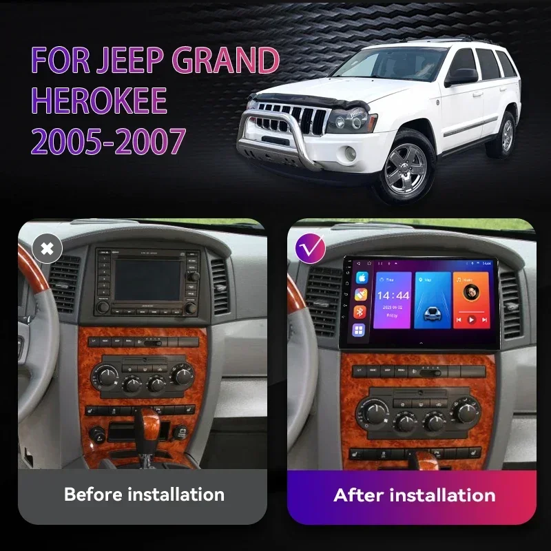 10.1'' Screen CARPLAY Android 12 Autoradio Multimedia For Jeep Grand Cherokee 2005-2007 Car Radio Navigation Player GPS No 2Din