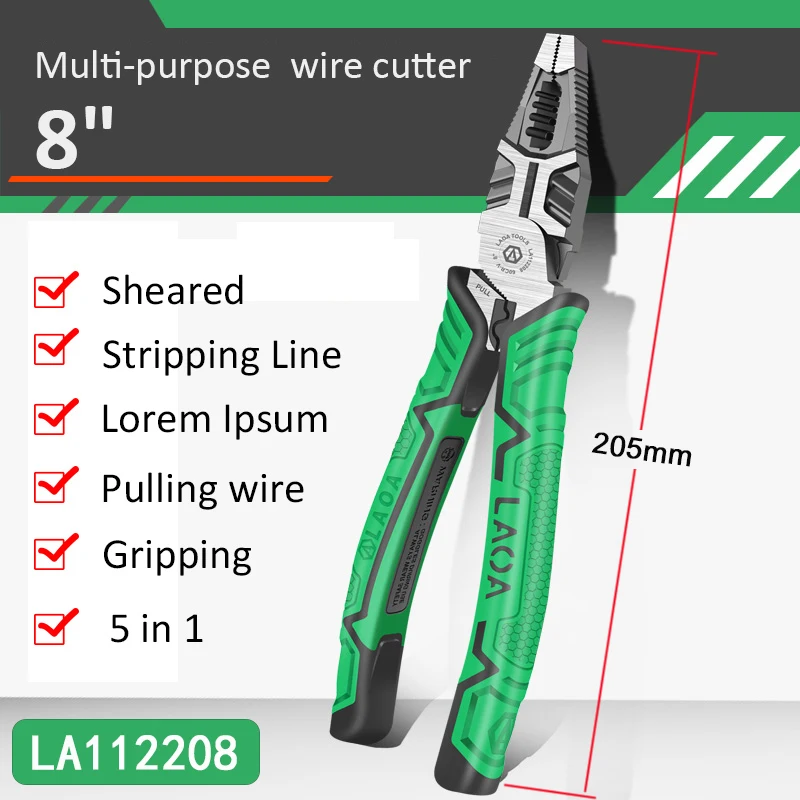 LAOA 8inch Multifunction Needle Nose Electrician Cutting Pliers Wire Stripping Terminal Crimping Hand Tools