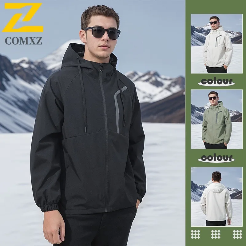 

COMXZ 2024 New Autumn Outdoor Casual Hooded Jacket Men Minimalist Fashion Sport Youth Men Versatile Coat 3138