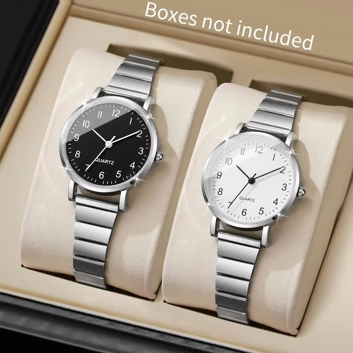 2PCS Fashion Women Watches Set Simple Arabic Dial Ladies Quartz Wristwatches Girls Clock Relogio FemininoWithout Box)