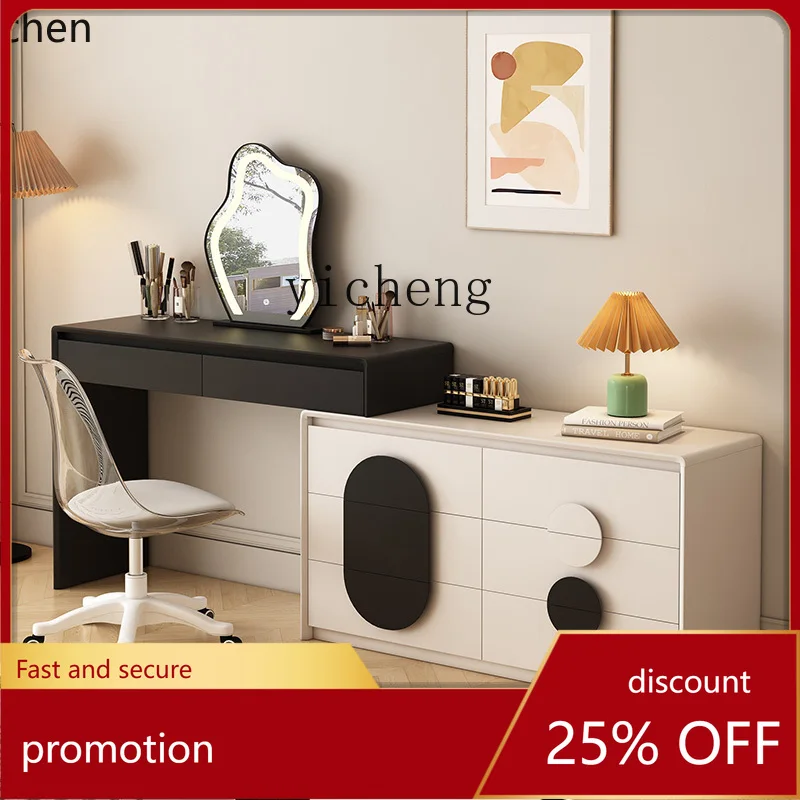 

HXL solid wood dresser master bedroom cream wind bed end retractable makeup table