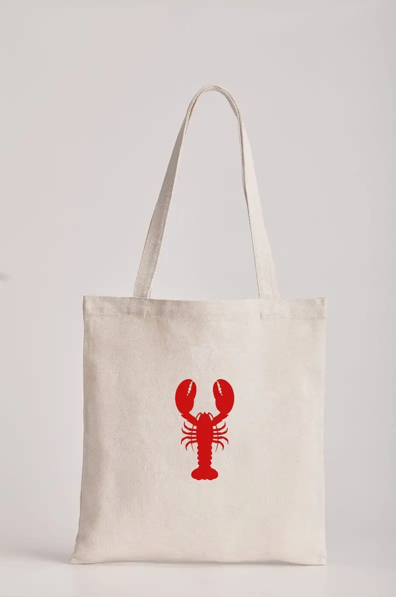 

Red Lobster Embroidery on Canvas Tote Bag | Coastal Cute Aesthetic Style