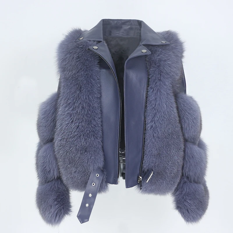 MENINA BONITA Real Fur Coat Vest Winter Jacket Women Natural Fox Fur Genuine Leather Outerwear Detachable Streetwear Locomotive