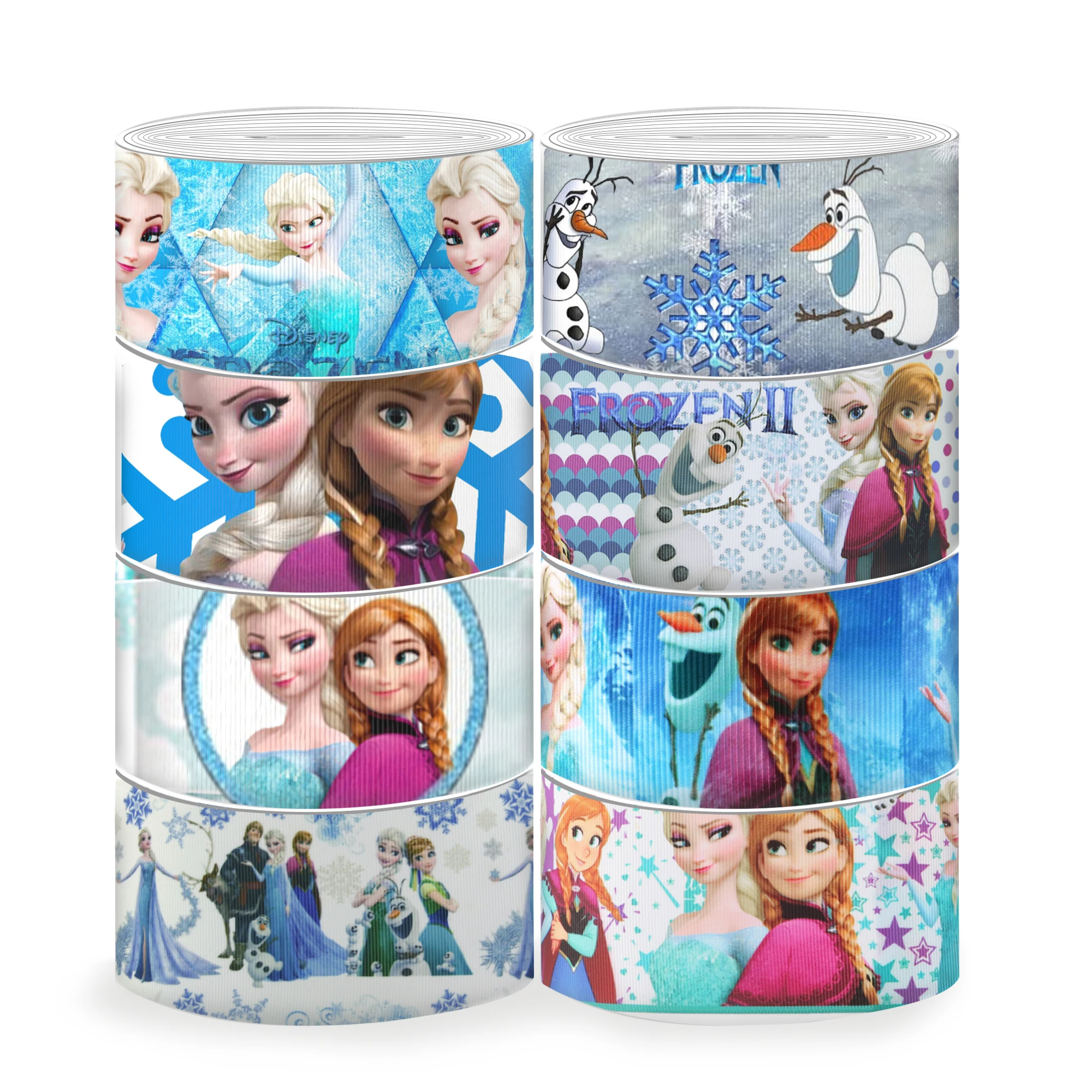 Disney 5 jardów wiele rozmiarów mrożone Elsa Anna Olaf ryps wstążka na Hairbows DIY zapasy rzemieślnicze wstążki w stylu kreskówki