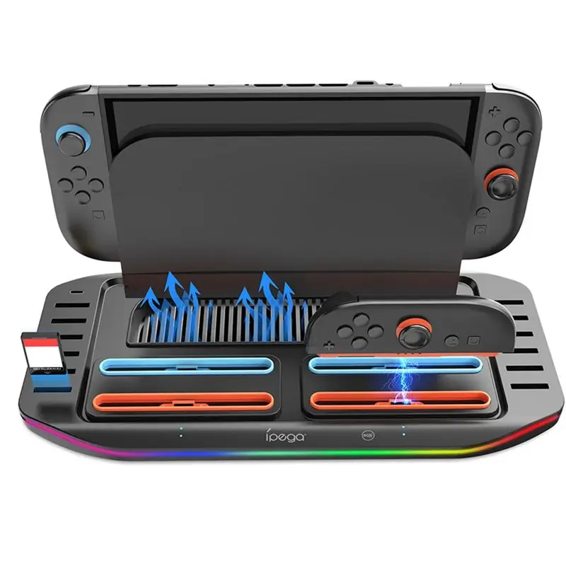 Ipega For Switch 2 For Joy Con2 Charging Dock With RGB Docking Station 12 Game Card Slots Accessories