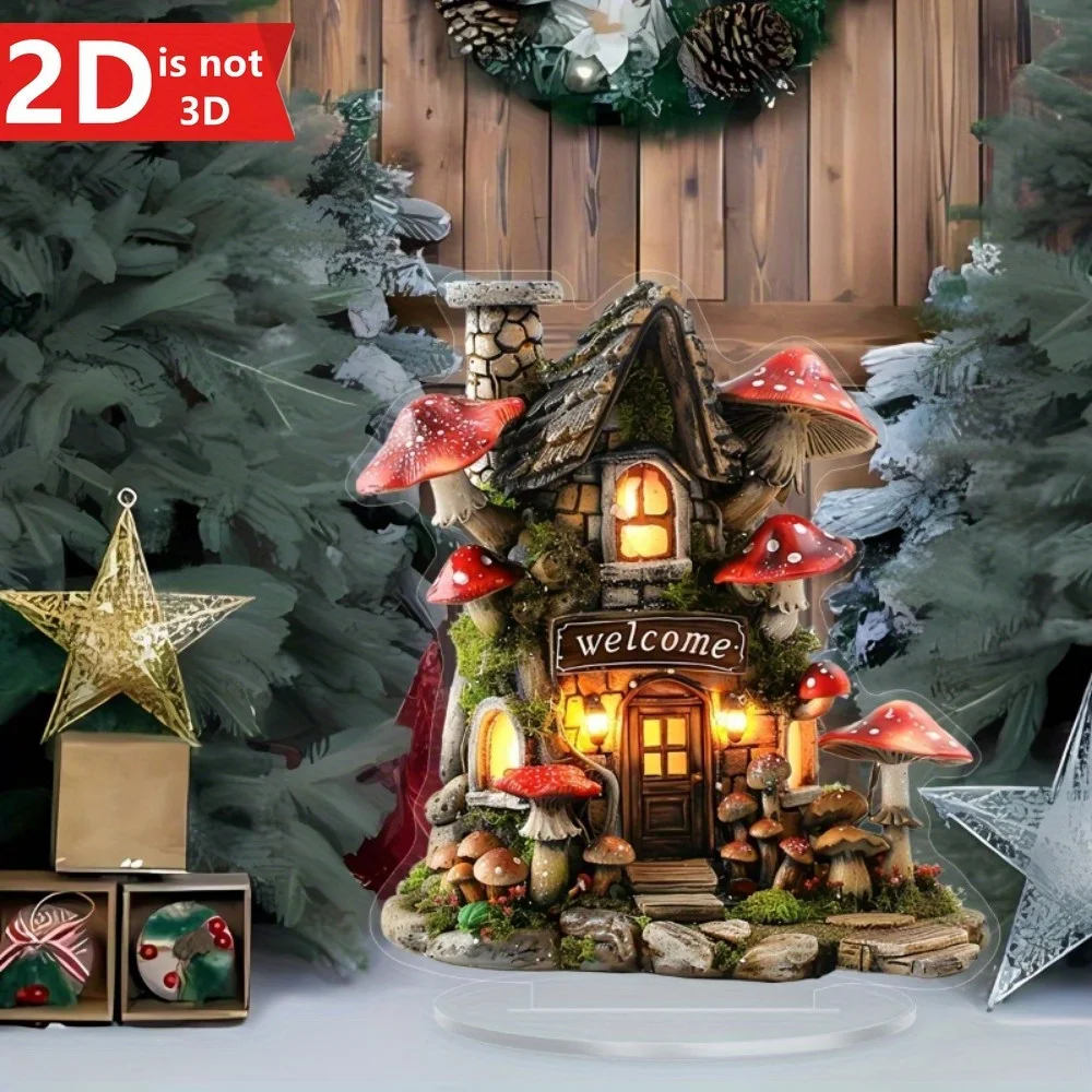 2D Mushroom House صائد الشمس مع قوس. مثالية للمنزل والمكتب وهدايا عيد الميلاد. #3