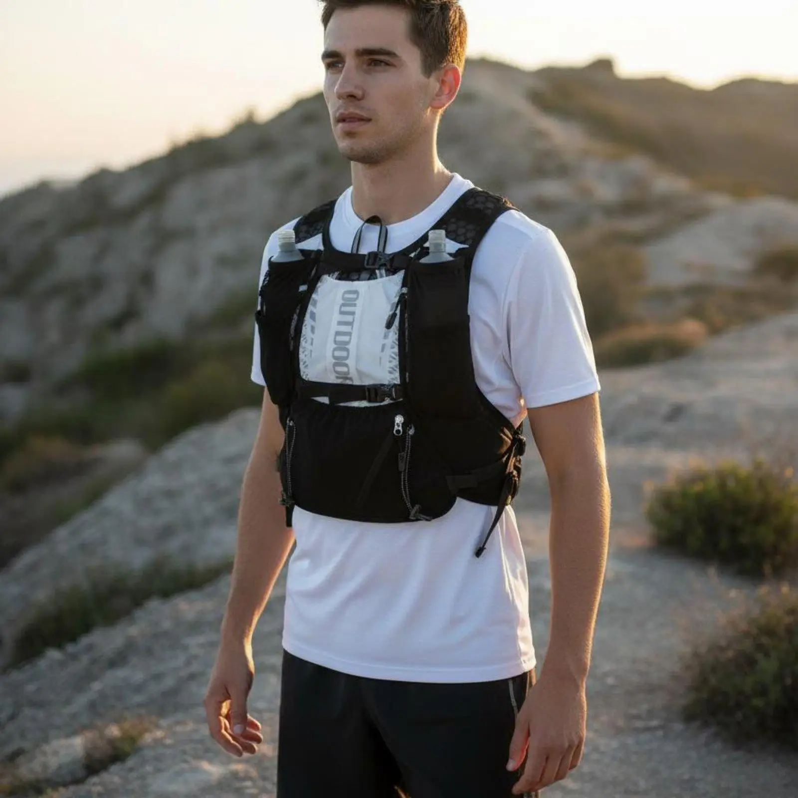 Waterproof Trail Running Hydration Backpack Lightweight Outdoor Vest Water Pack System for Marathon Hiking Biking