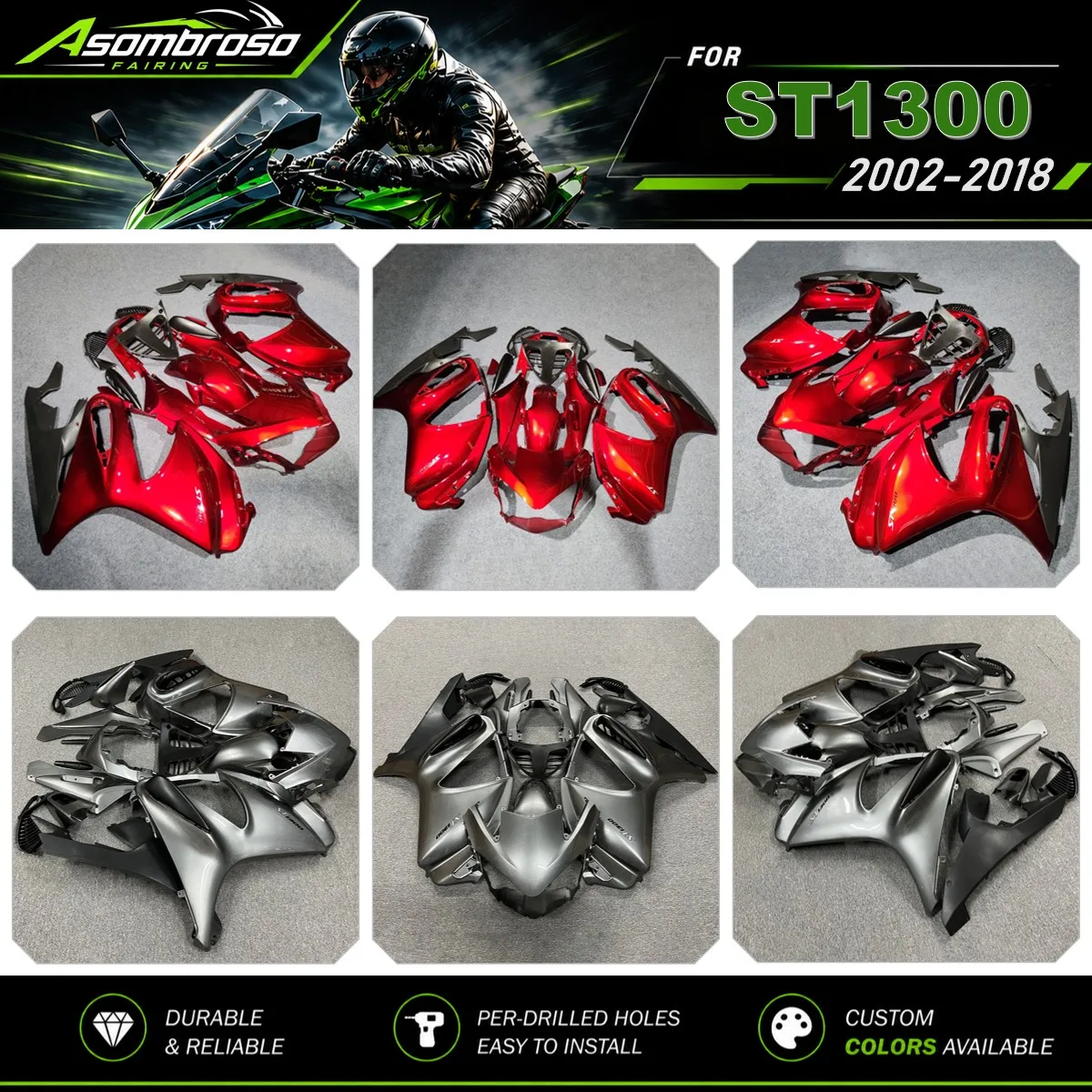 Motorcycle Fairings For HONDA ST 1300 2002-2016 2017 2018 Cool Fairing Set ST1300 02-18 Aftermarket ABS Injection Bodywork Kit
