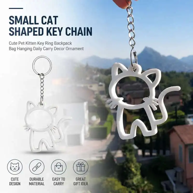 Mini Kitten Keychain Pet Cat Figure Key Ring Portable Handbag Pendant Daily Key Storage Decor Accessory