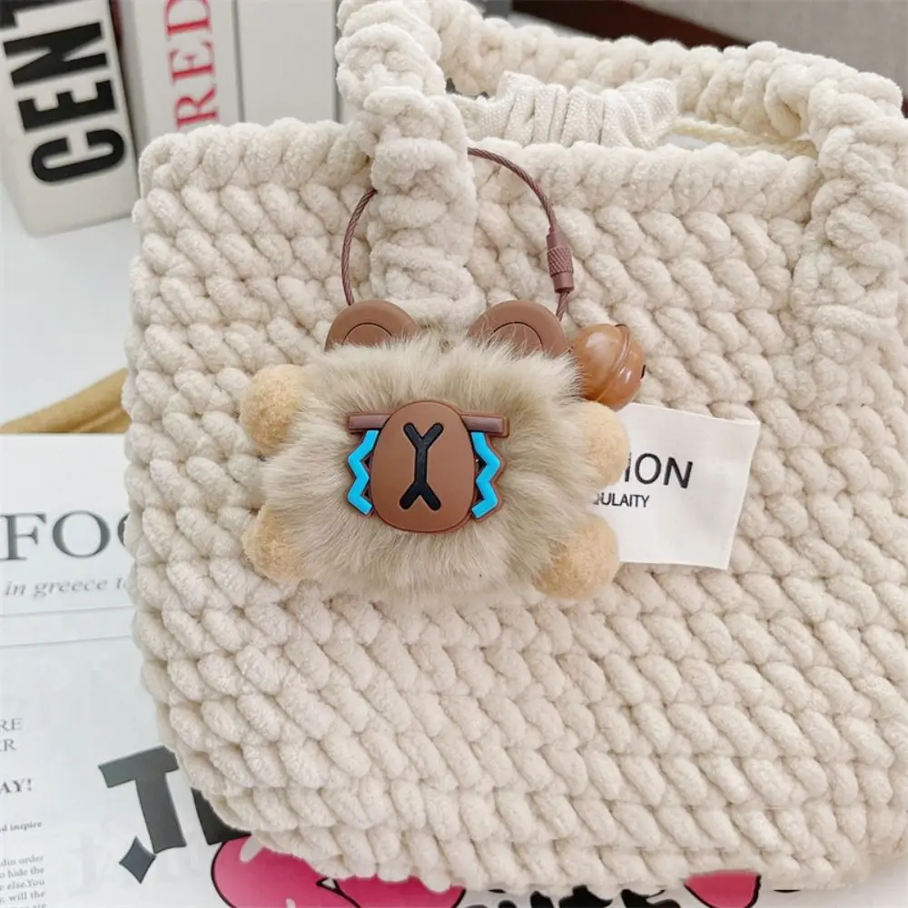 Porte-Clés en Fourrure de Lapin et Capybara pour Fille, Mignon, Doux, Moelleux, Chien