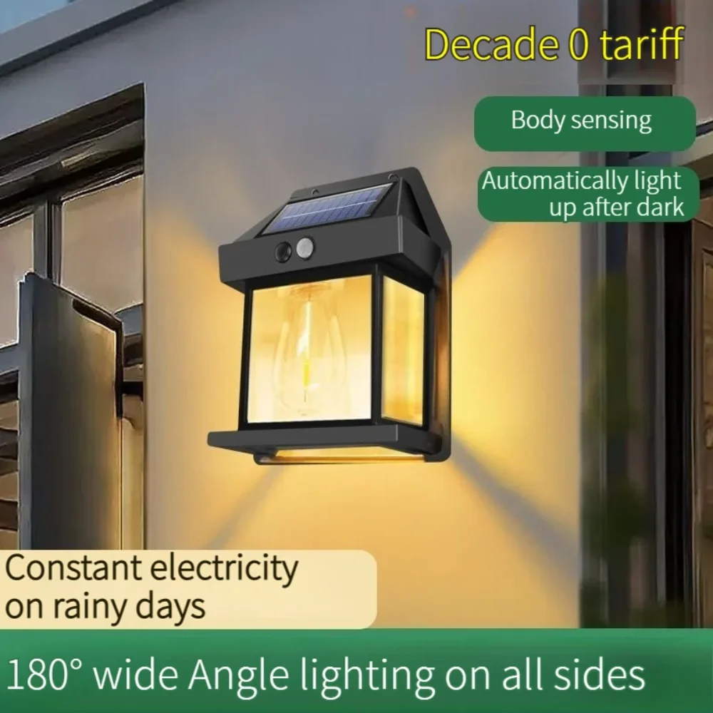 

Solar Wall Light Outdoor, Wireless Dusk to Dawn Porch Light Unit, Solar Wall Light with 3 Modes and Motion Sensor, Entrance