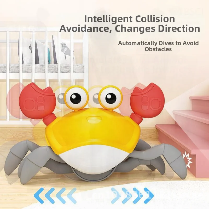 Automatic Obstacle Avoidance Electric Induction Crab Toy with Sound And Light Charging Feature for Kids Crawling Development
