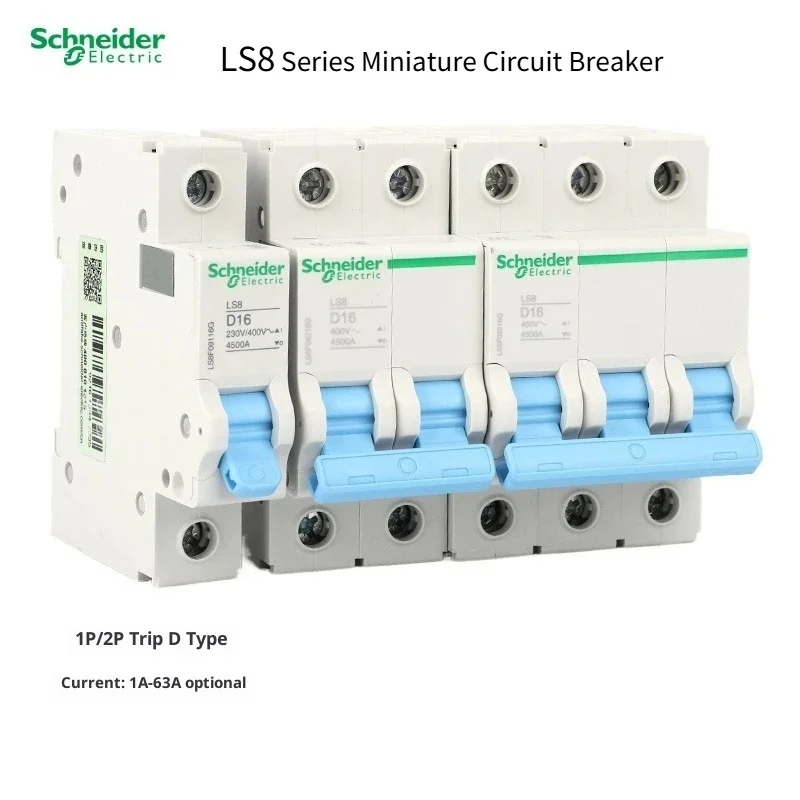 

Миниатюрный автоматический выключатель Schneider Electric LS8 1P2P 1-6-10 - 16-20-32 - 40 - 63A Тип D Автоматический резервный выключатель Schneider