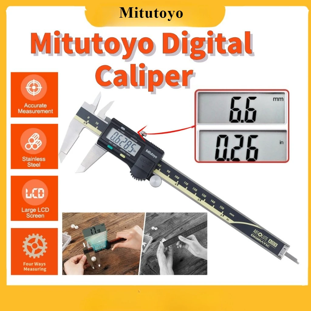 Calibrador Vernier Digital Mitutoyo 0-150mm 500-196-30, Electrónico, con Pantalla LCD, de Acero Inoxidable, Herramienta de Medición de Alta Precisión