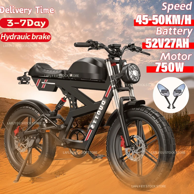 NEW DUOTTS F20 EBIKE 1000W Motor 52v27AH Battery Fatbike Disc Oil Brake Top Speed 50km/h 20*4.0 Fat Tire Adult Electric Bicycles