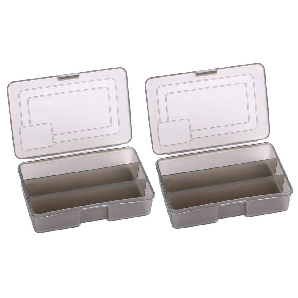 

2Pcs Transparent Plastic Fishing Tool Boxes Multifunctional Organizer with 3 Compartments for Hooks Baits Storage