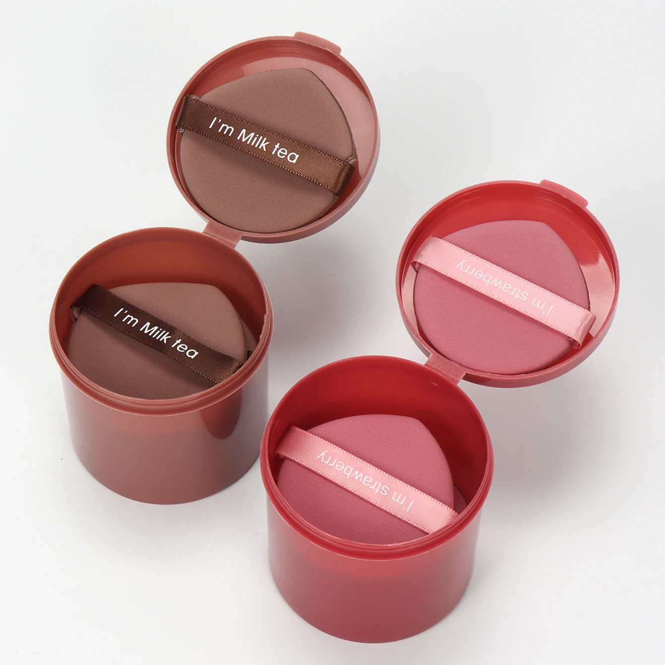 QIWU 7 pièces/boîte fraise cosmétique bouffée ensemble Double face femmes doux maquillage éponge beauté maquillage poudre outils maquillage accessoires