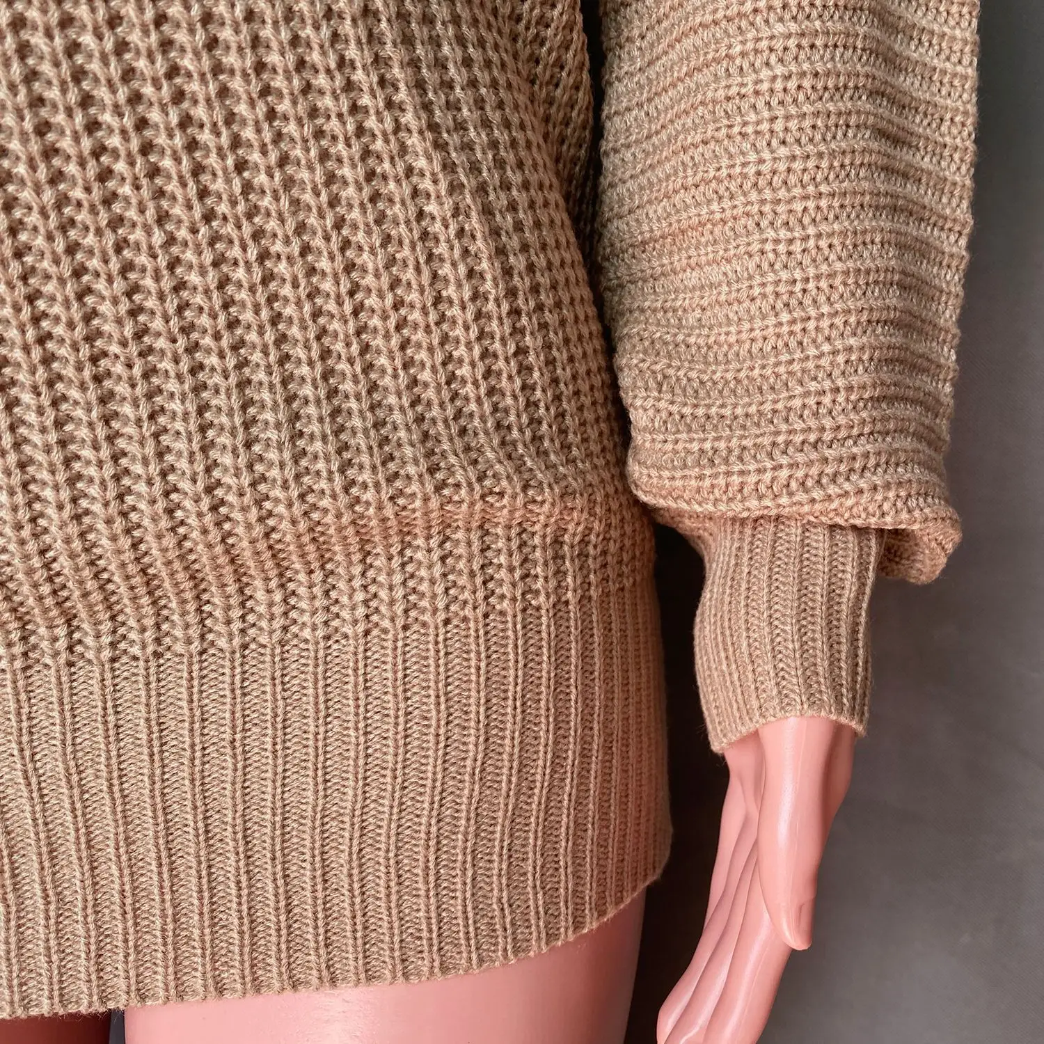 Cryptographic Casual Knitted Mini Dress Women Autumn Winter Sweaters Balloon Long Sleeve Knitwear Women\'s Dresses Loose Jersey