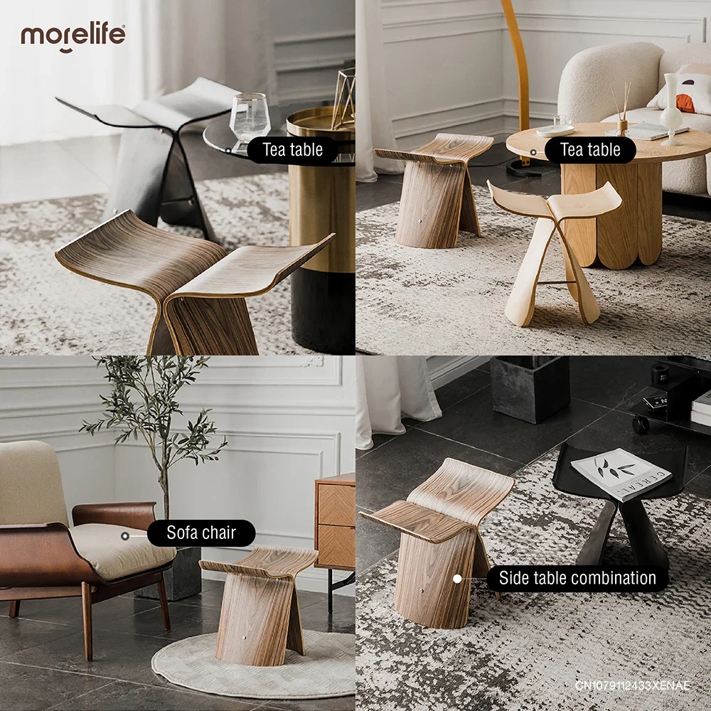 Estilo minimalista Sala Sofá Side Table, mesa de café borboleta, Shoe Changing Stool, banco baixo, mobiliário de casa